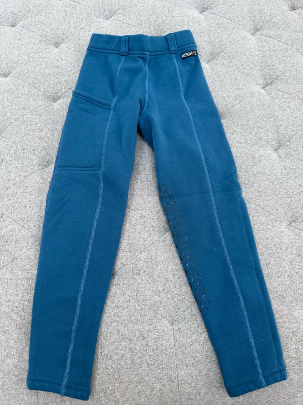 EUC KERRITS FLEECE Kids Power Stretch® Knee Patch Pocket Riding Tights blue s
